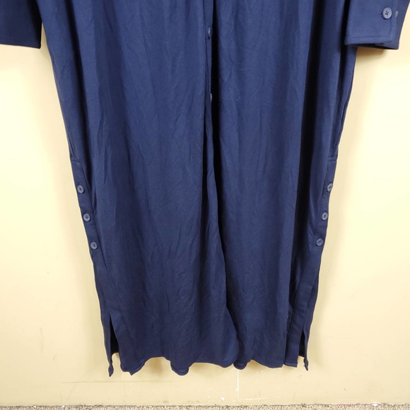 Universal Standard Sally Liquid Jersey Shirt Dress in Blue Size 10/12 - Picture 4 of 11